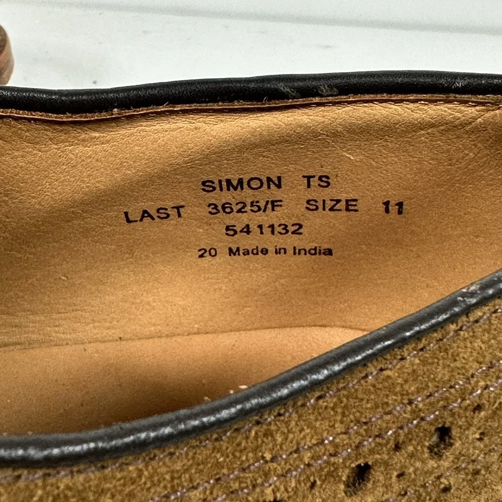 Design Loake Brown‎ Suede Oxford Brogues Lace Shoes Goodyear Welt Men's Sz UK 11